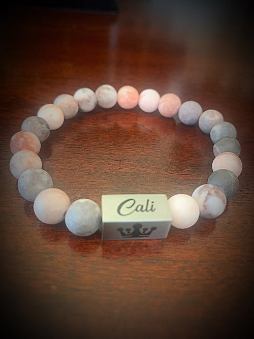 Light Pink Zebra Matte Jasper Bracelet