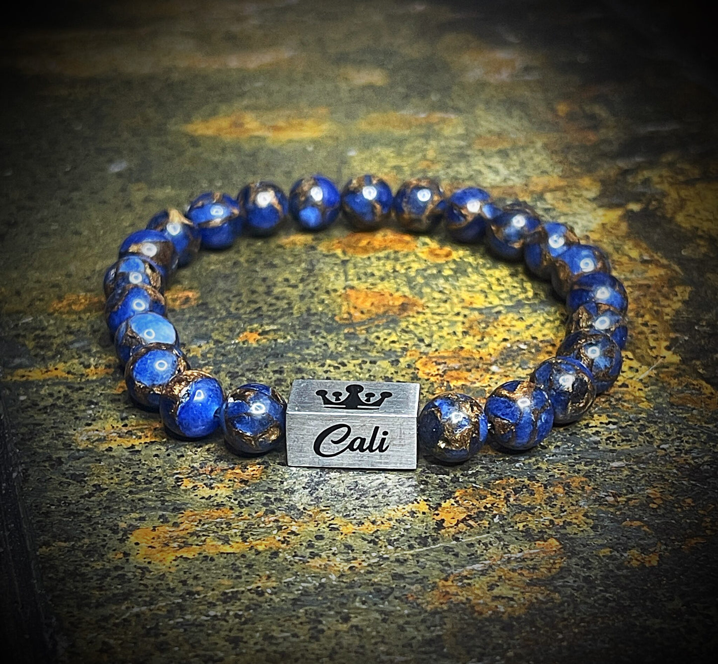 Dark Blue Mosaic Quartz Bracelet (8mm)- 213 Series