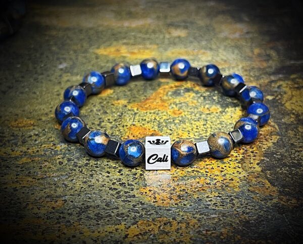 Dark Blue Mosaic Quartz Bracelet (8mm)- 213 Series