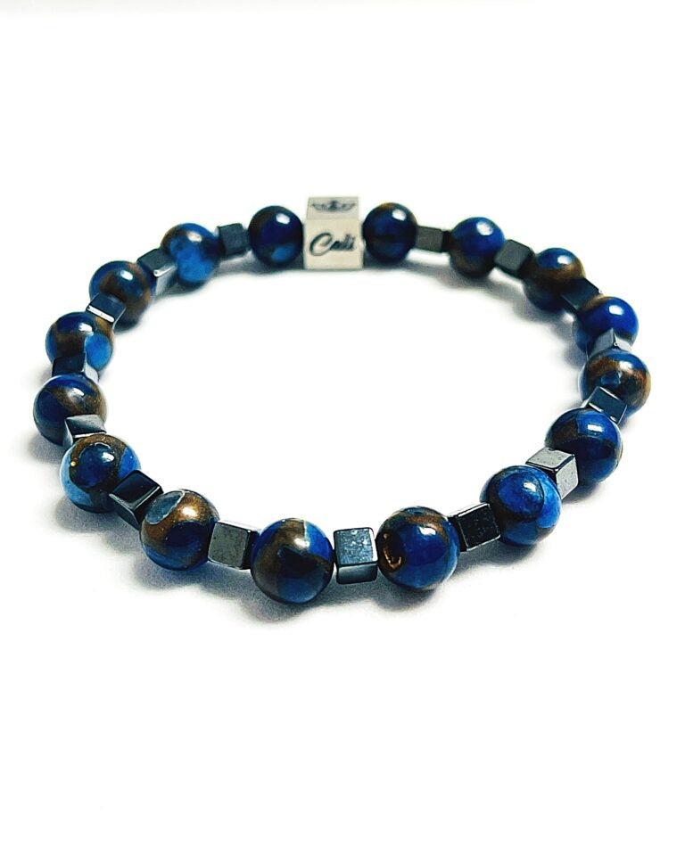 Dark Blue Mosaic Quartz Bracelet (8mm)- 213 Series
