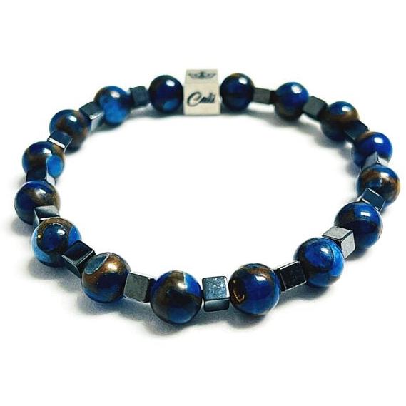 Dark Blue Mosaic Quartz Bracelet (8mm)- 213 Series
