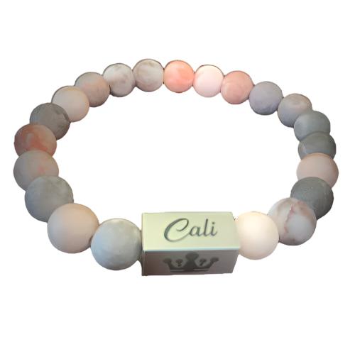 Light Pink Zebra Matte Jasper Bracelet