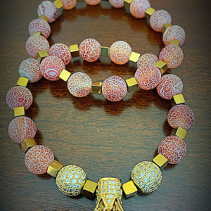 Red Fire Agate King Bracelet Set