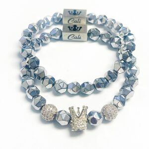 Silver Hematite King Bracelet Set