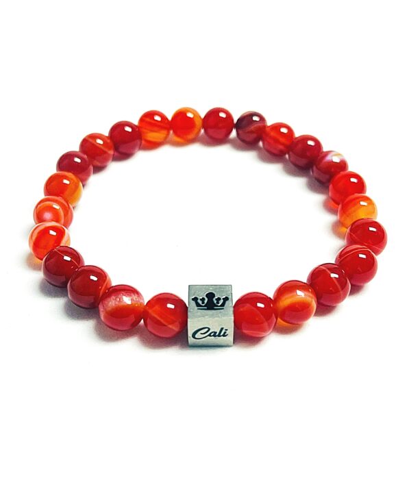 Red Stripe Agate Bracelet - Image 3