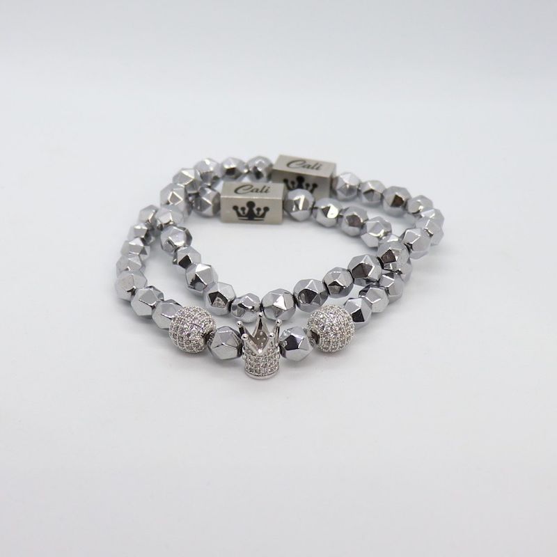 Silver Hematite King Bracelet Set - Image 2