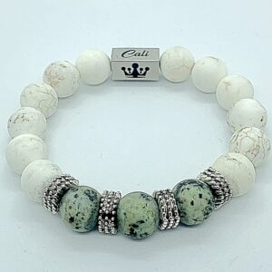 "Zeus"- White & Green Turquoise XL