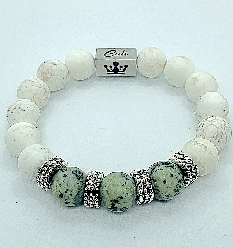 "Zeus"- White & Green Turquoise XL