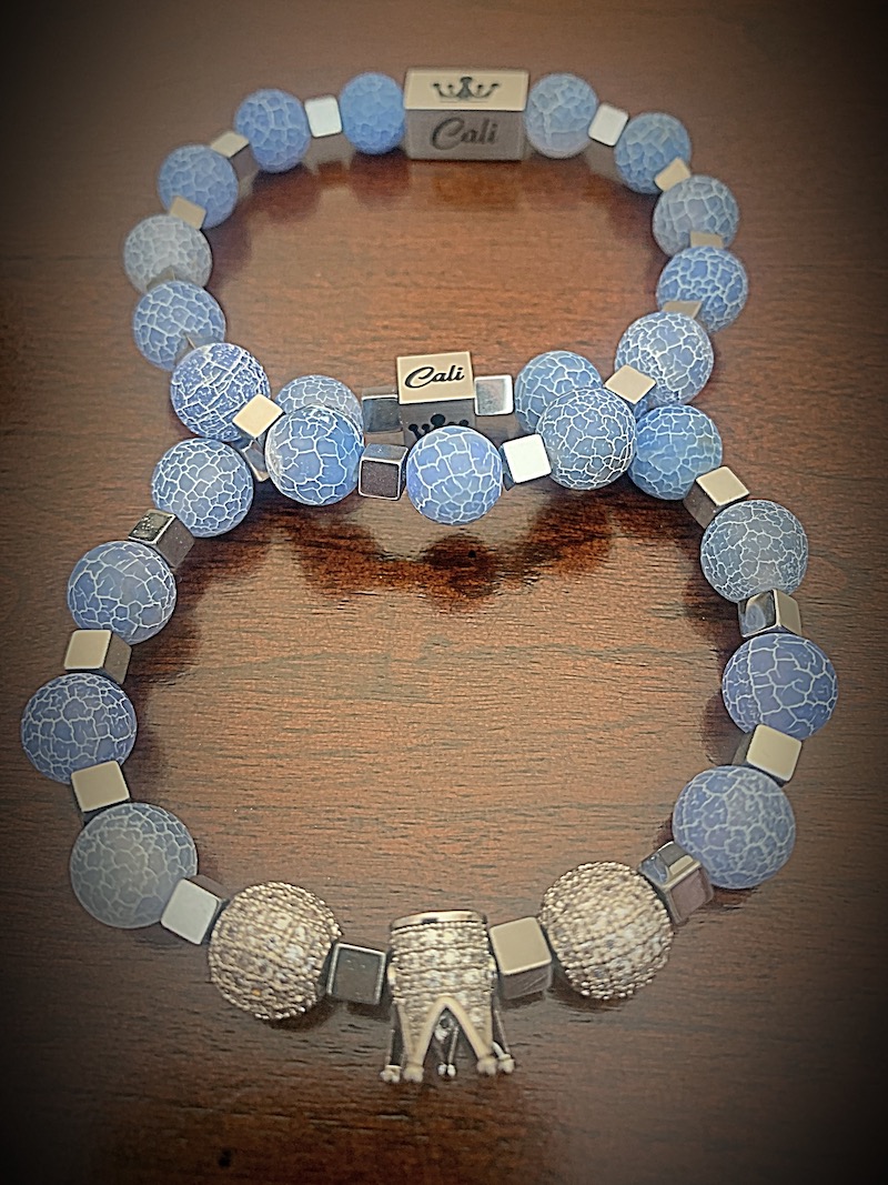 Blue Fire Agate King Bracelet Set - Image 2