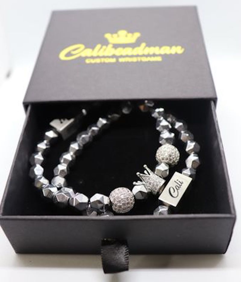 Silver Hematite King Bracelet Set - Image 4